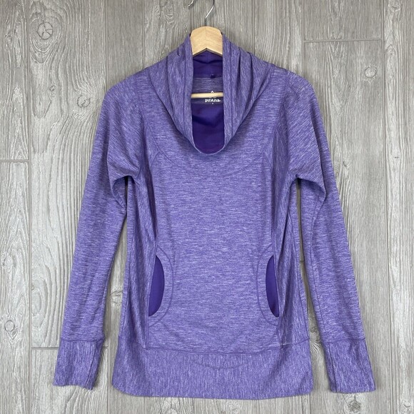 Prana Sweaters - Prana‎ Women Small Jacket Sweatshirt Heather Purple Cowl Neck Active Travel Soft